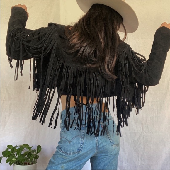 Forever 21 Jackets & Blazers - Black Genuine Leather Crop Fringe Western Jacket Small